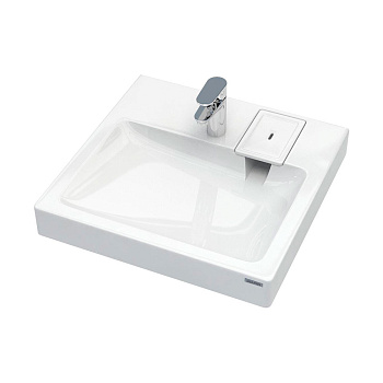 Раковина из литьевого мрамора Paulmark BERG PM710431 59х49 над стиральной машиной цвет белый 1 отверстие под смеситель